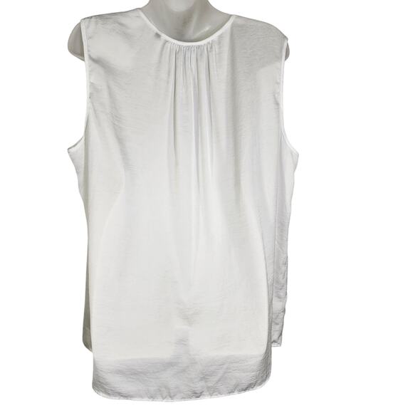 CAbi Women Snap Blouse Sleeveless Large White Sheer Lightweight Business Neutral - Picture 2 of 9